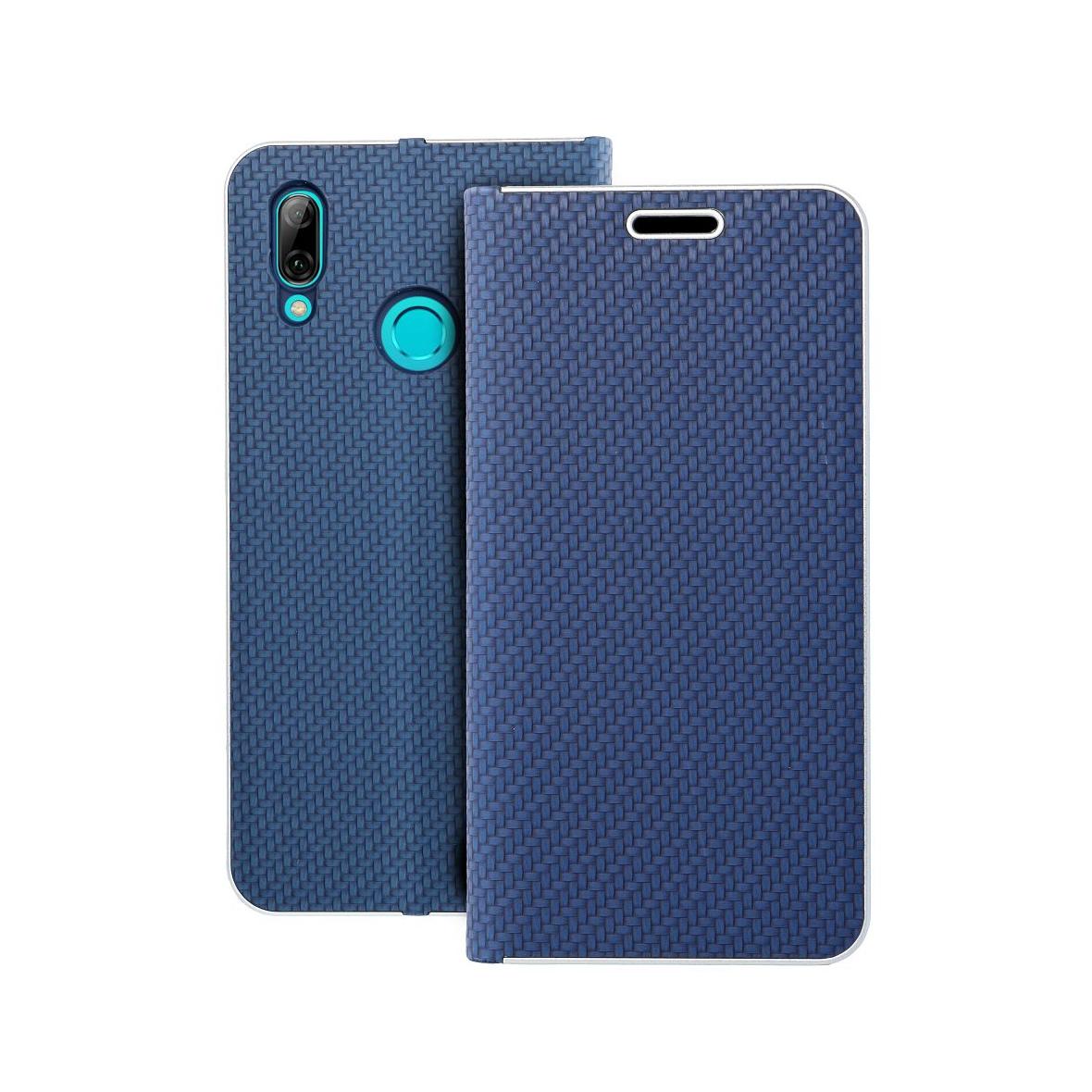 Etui z klapką na Huawei P Smart 2019 Luna Book Carbon niebieskie