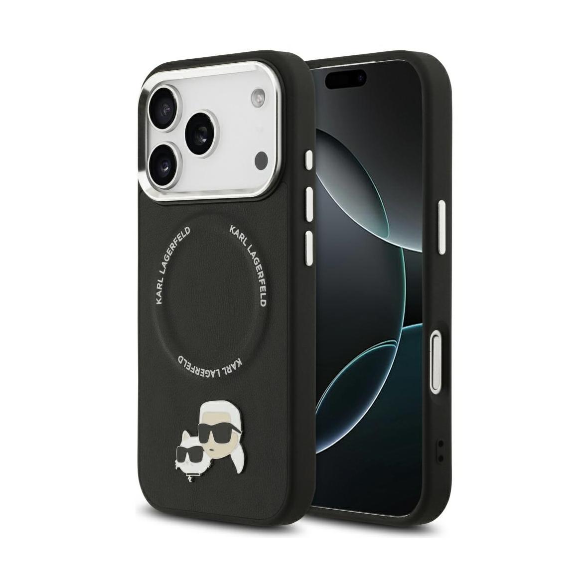 KARL LAGERFELD futerał do IPHONE 17 Pro kompatybilny z MagSafe KLHMP17LPSMLRKCK (PU K&C Pins) czarny
