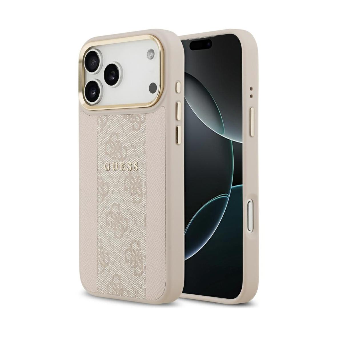 GUESS futerał do IPHONE 17 Pro Max kompatybilny z MagSafe GUHMP17XPG4SEMCP (PU W/ 4G Stripe) różowy
