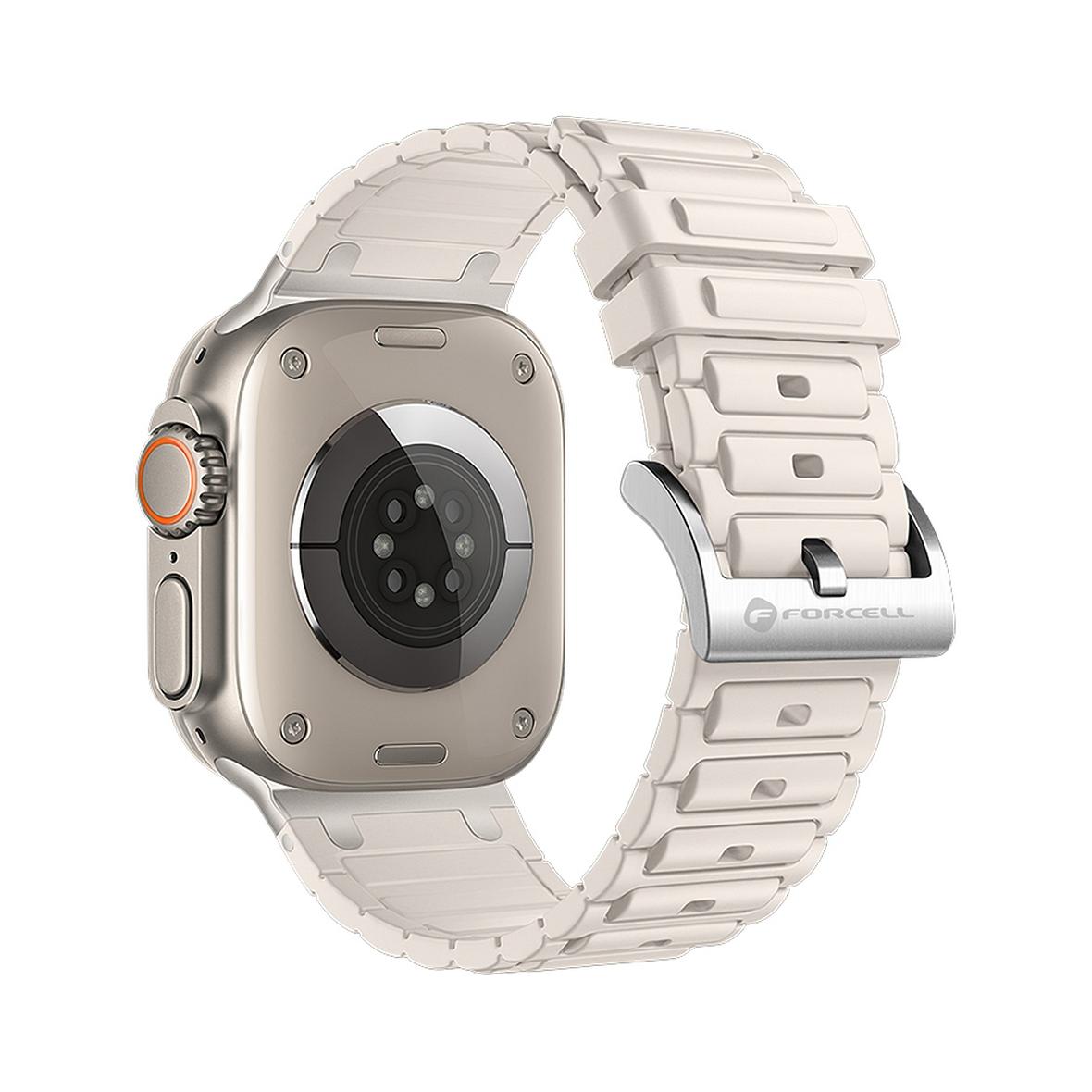 Pasek do Apple Watch Forcell F-Design FA06 dziurki silikon 42 / 44 / 45 / 49 mm biały