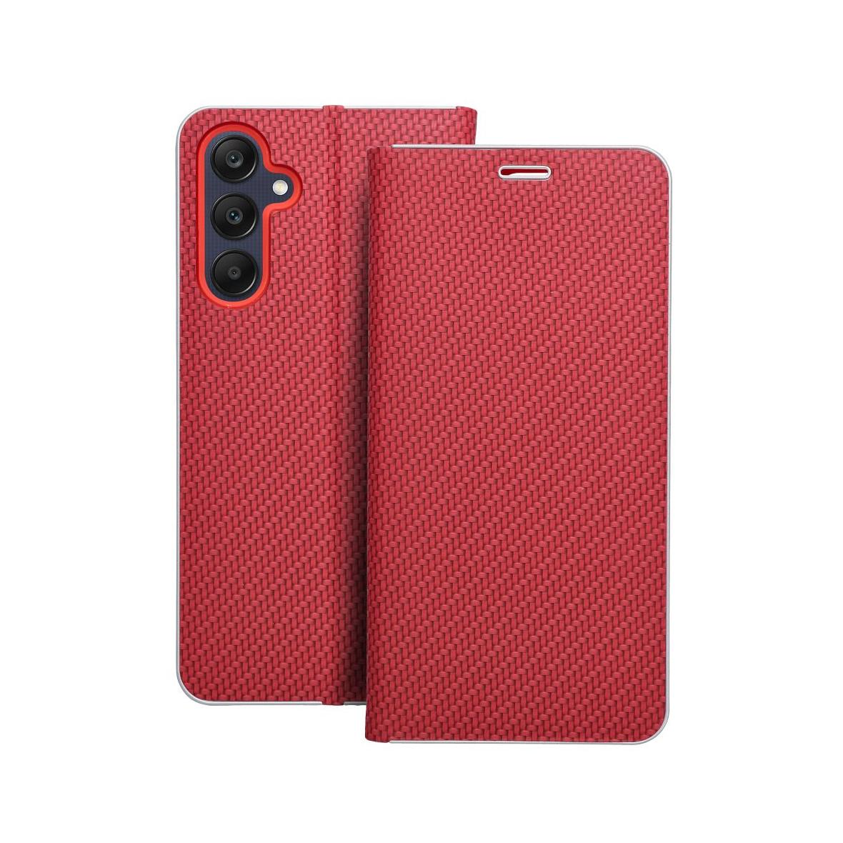 Etui z klapką na Samsung A25 5G Luna Book Carbon czerwone