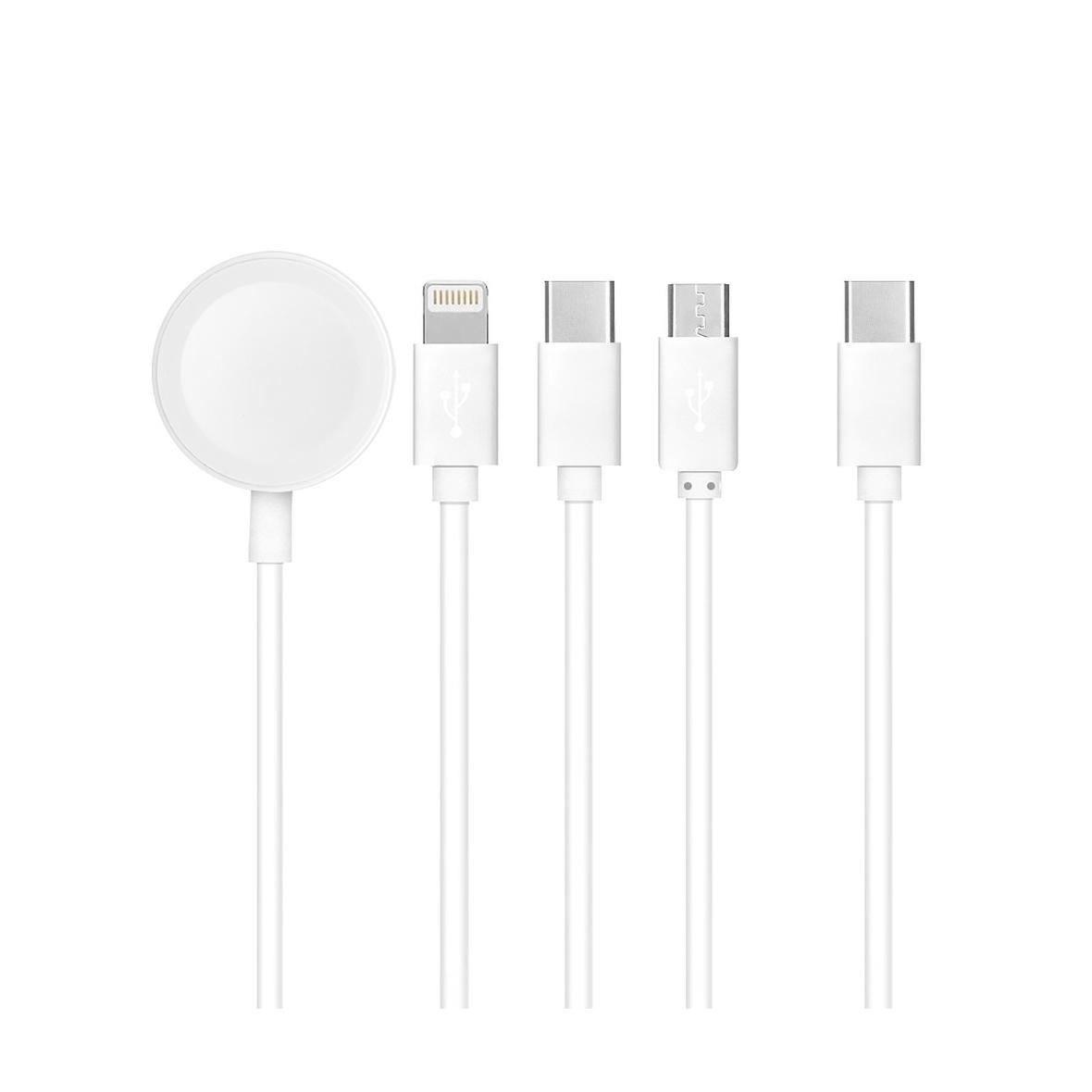 Kabel 4w1 Typ C do Lightning / Typ C / Micro USB / Apple Watch 3W 2A C3186 1,2 m biały