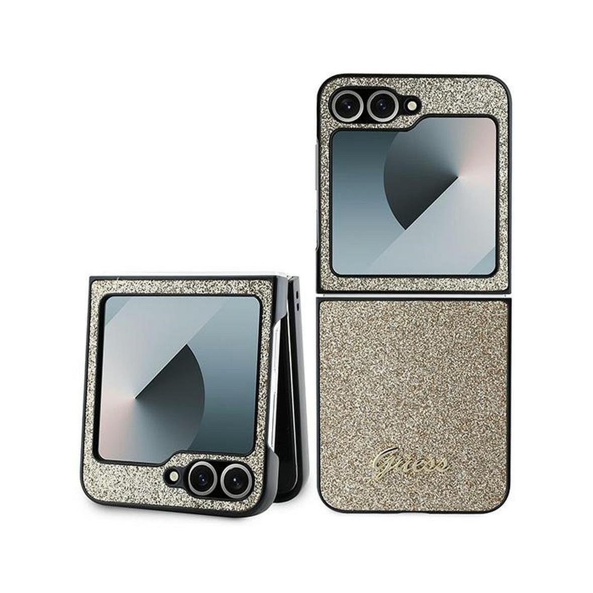 GUESS futerał do SAMSUNG Z Flip 6 GUHCZF6HGGSHD (HC PU 4G Glitter Script) złoty