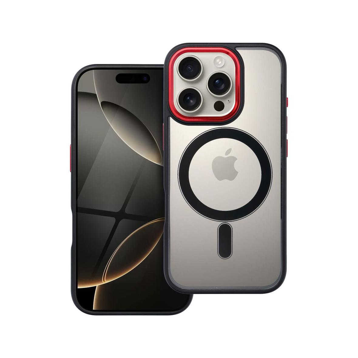 Futerał do iPhone 16 PRO Color Edge Mag Cover zgodny z MagSafe czarno czerwony