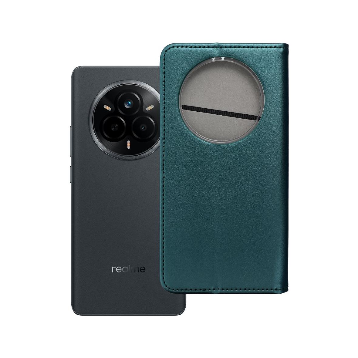 Etui z klapką na Realme 14 PRO Smart Magneto ciemnozielone