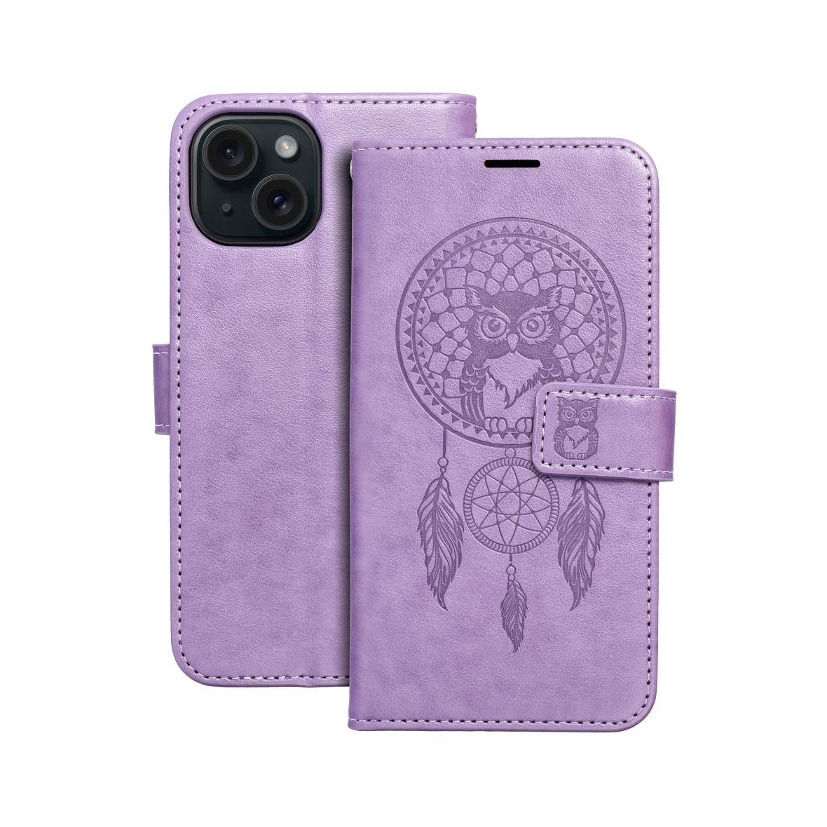 Etui z klapką na iPhone 15 Mezzo Book łapacz snów fioletowe