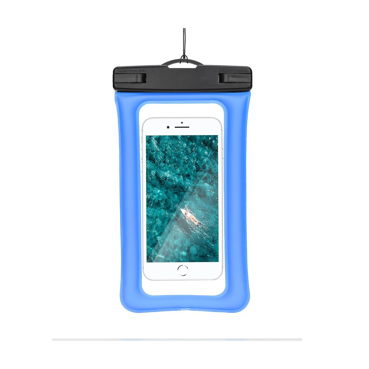 Etui na telefon uniwersalne wodoodporne z plastikowym zamknięciem AIRBAG niebieskie