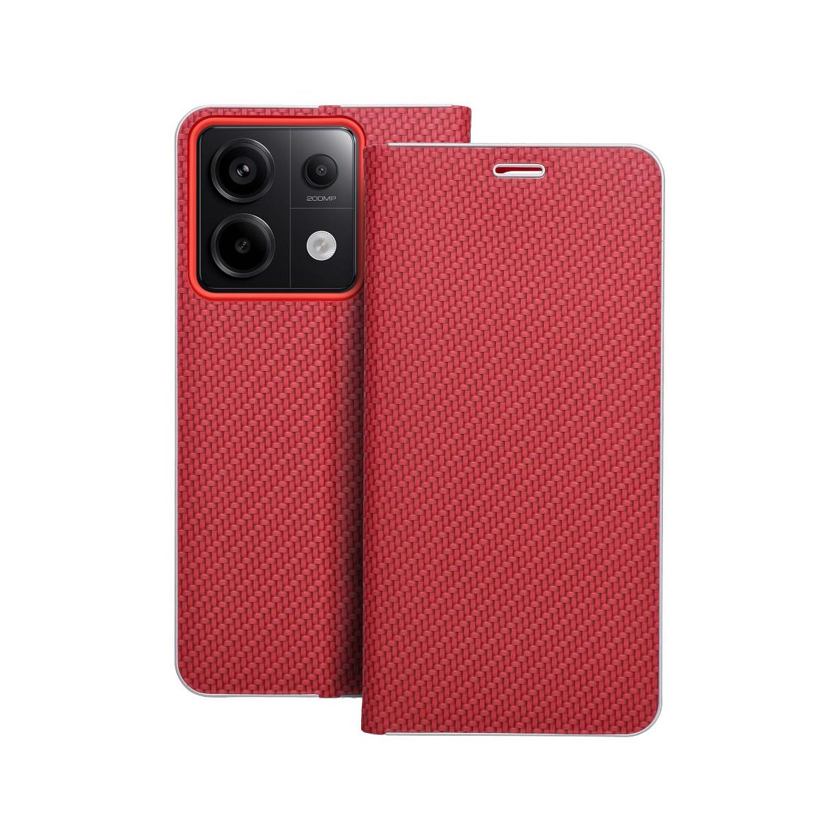 Etui z klapką na Xiaomi Redmi NOTE 13 PRO 5G Luna Book Carbon czerwone