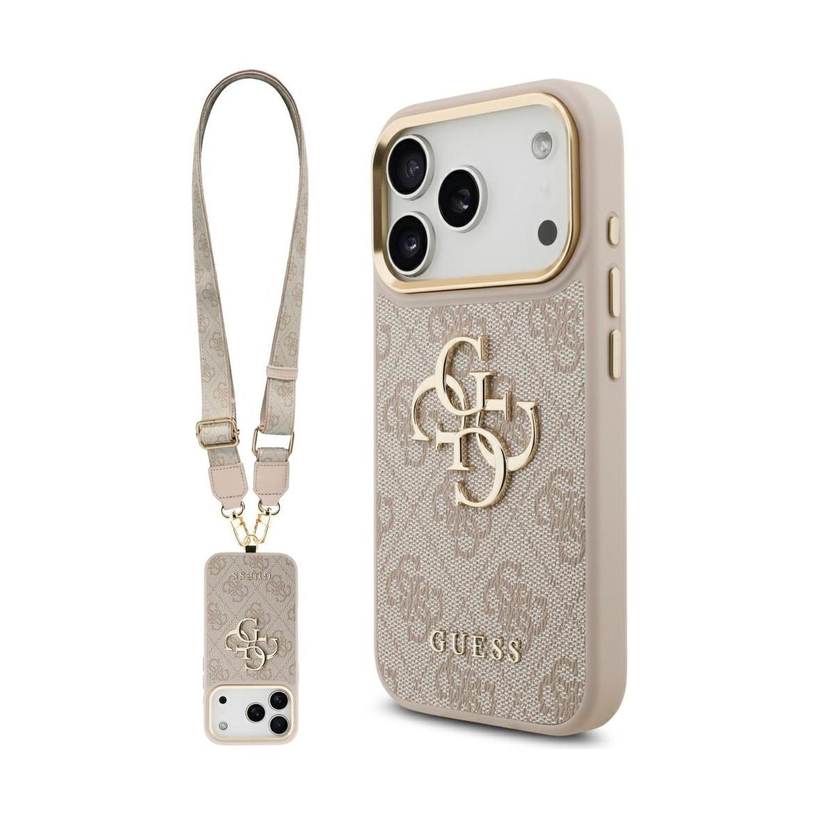GUESS futerał do IPHONE 17 Pro GUHCP17LP4G4BCSP (PU W/ Big 4G Classic & Big Strap Metal Buttons) różowy