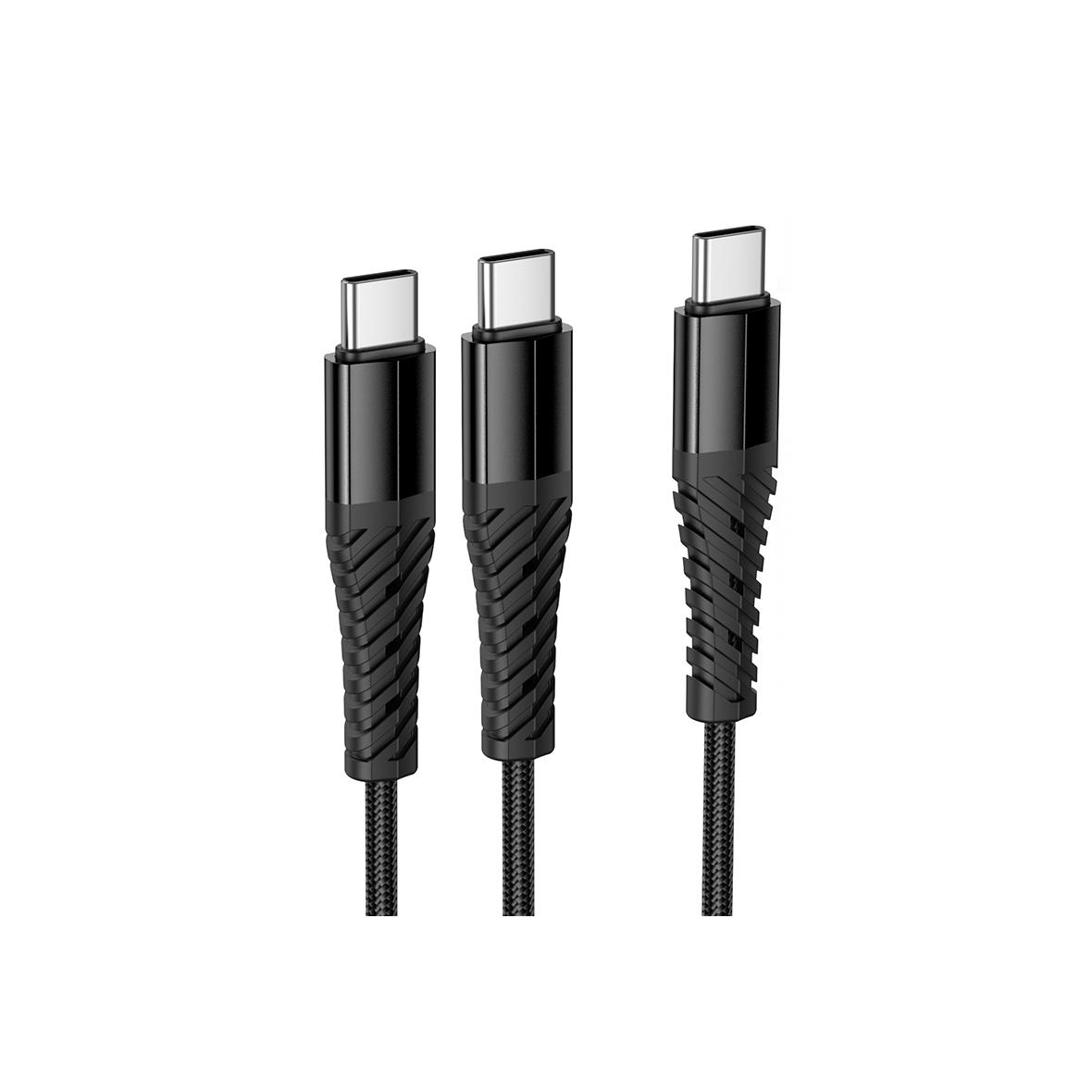 Kabel 2w1 USB C do USB C+C Hoco 1 m X123 czarny