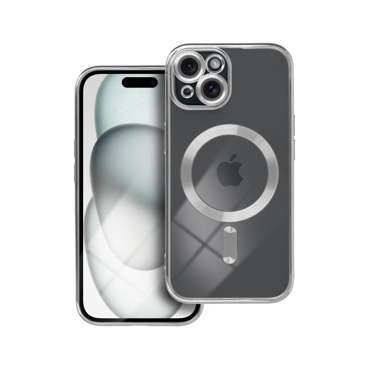 Futerał do iPhone 15 Electro Mag Cover zgodny z MagSafe srebrny