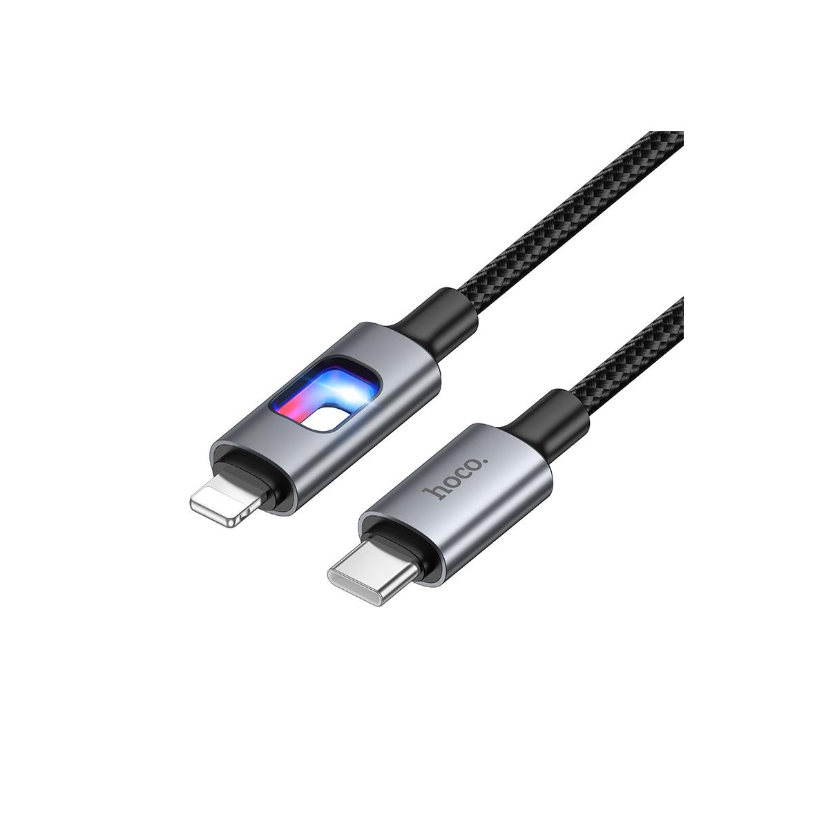Kabel USB z diodami LED USB C do Lightning Hoco PD 27W 1,2 m U144 czarny