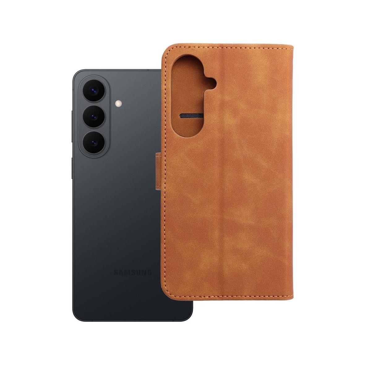 Etui z klapką na Samsung S26 PLUS Tender Book brązowe
