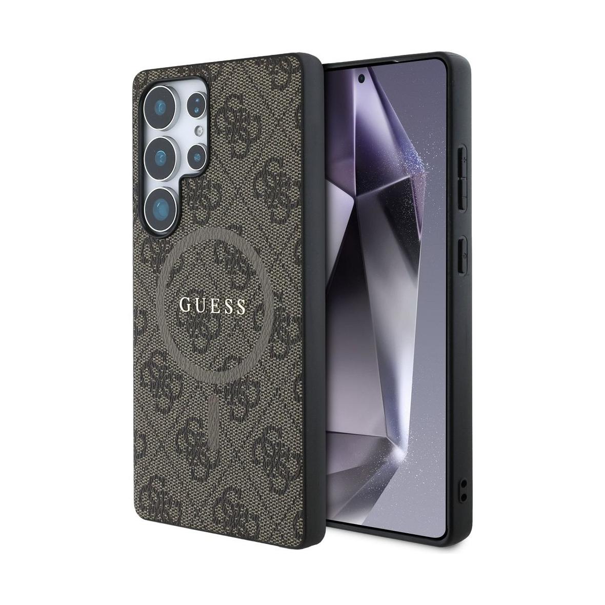 GUESS futerał do SAMSUNG S25 Ultra GUHMS25LG4GFRW (Magnetic PU 4G Ring Classic Logo) brązowy