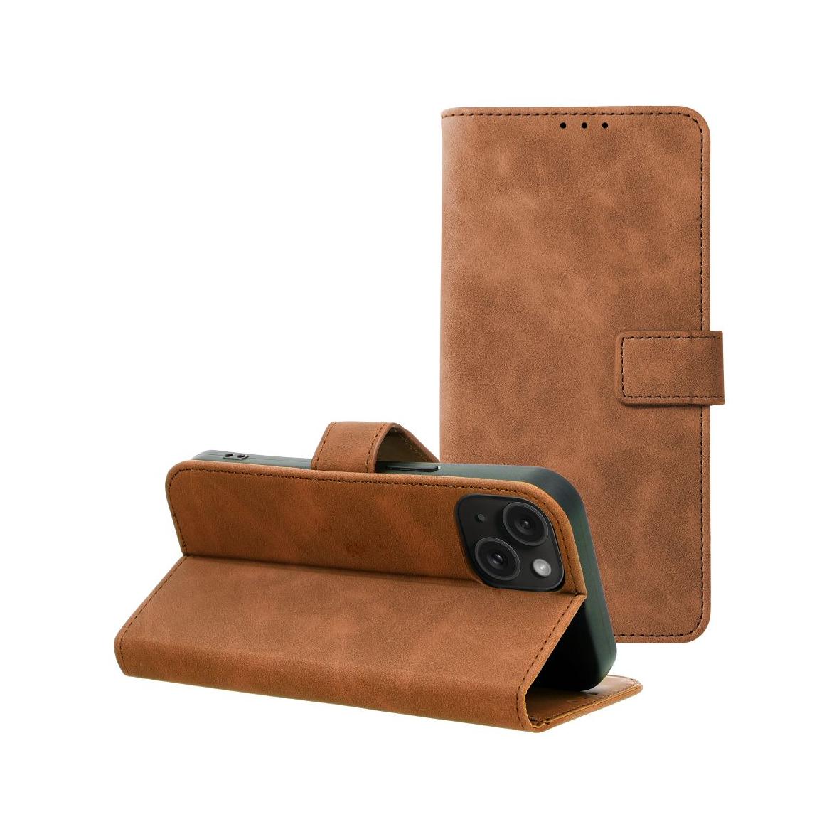 Etui z klapką na iPhone 15 Tender Book brązowe