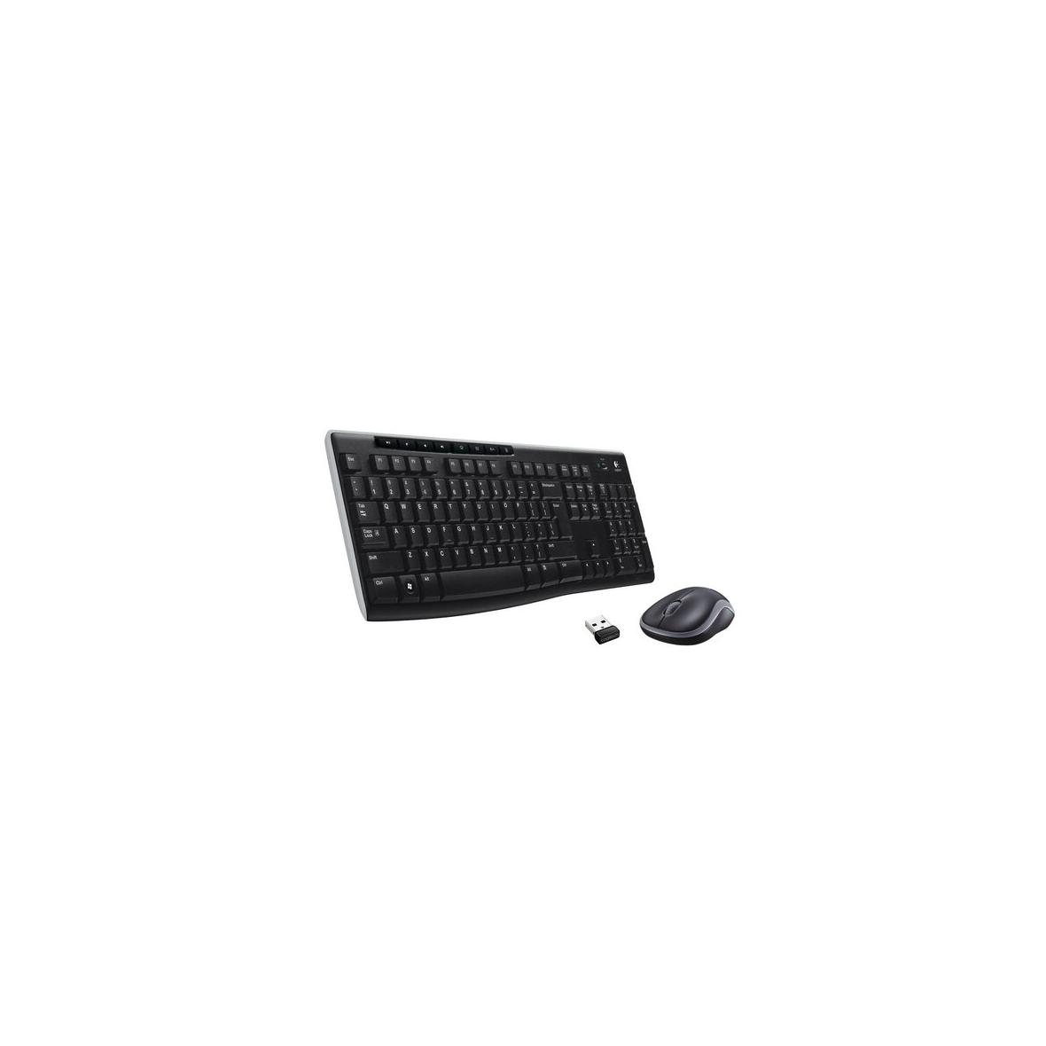 Zestaw bezprzewodowy klawiatura QWERTY + myszka Logitech MK270 czarny