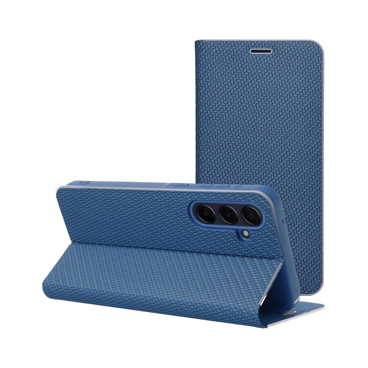 Etui z klapką na Samsung S25 FE Luna Book Carbon niebieskie