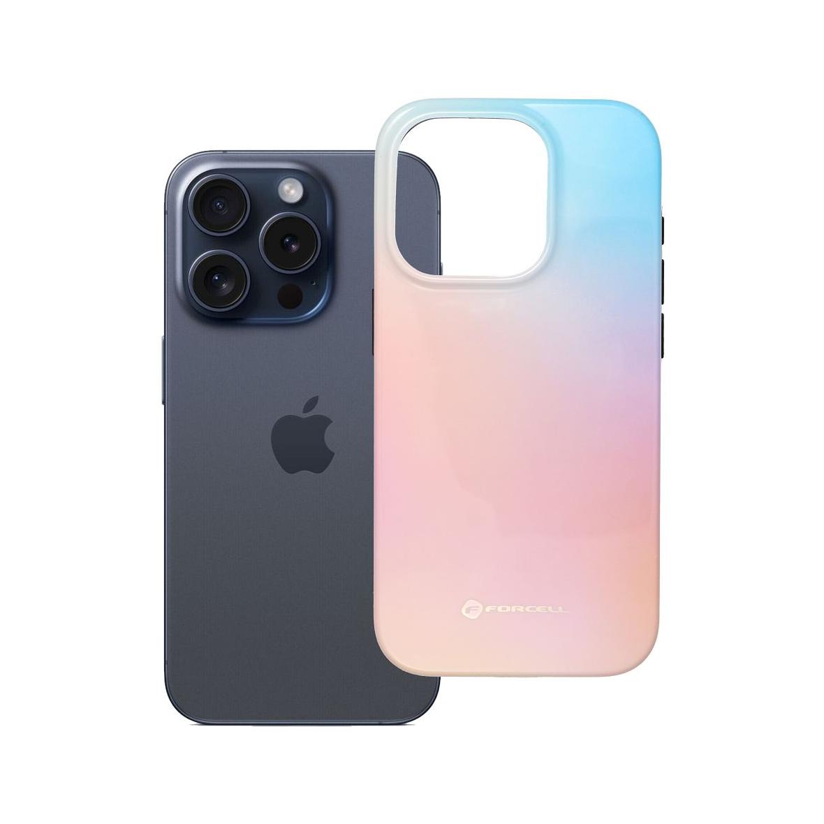 Etui na iPhone 15 PRO Forcell F-Protect Mirage zgodny z MagSafe Military Drop-Test pinky blue