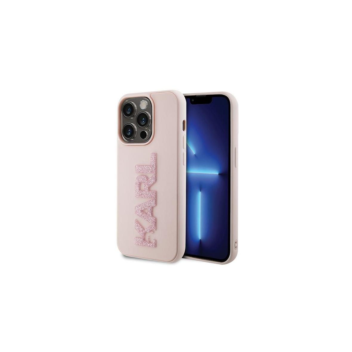 KARL LAGERFELD futerał do IPHONE 15 Pro KLHCP15L3DMBKCP (3D Logo Glitter) różowy