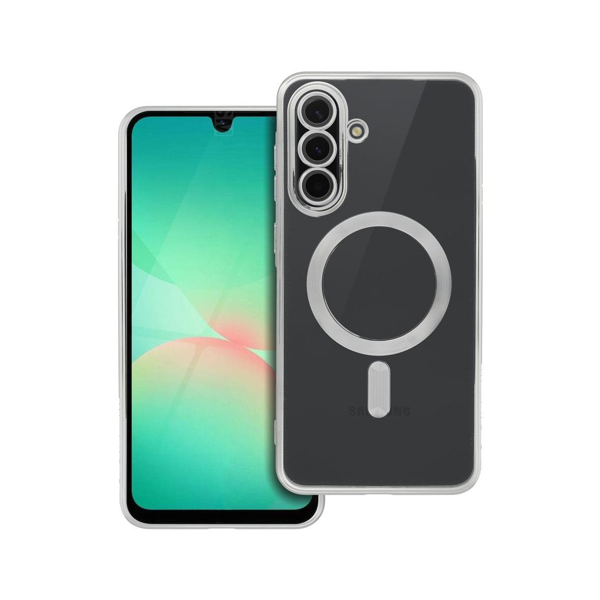 Futerał do Samsung A56 Electro Mag Cover zgodny z MagSafe srebrny