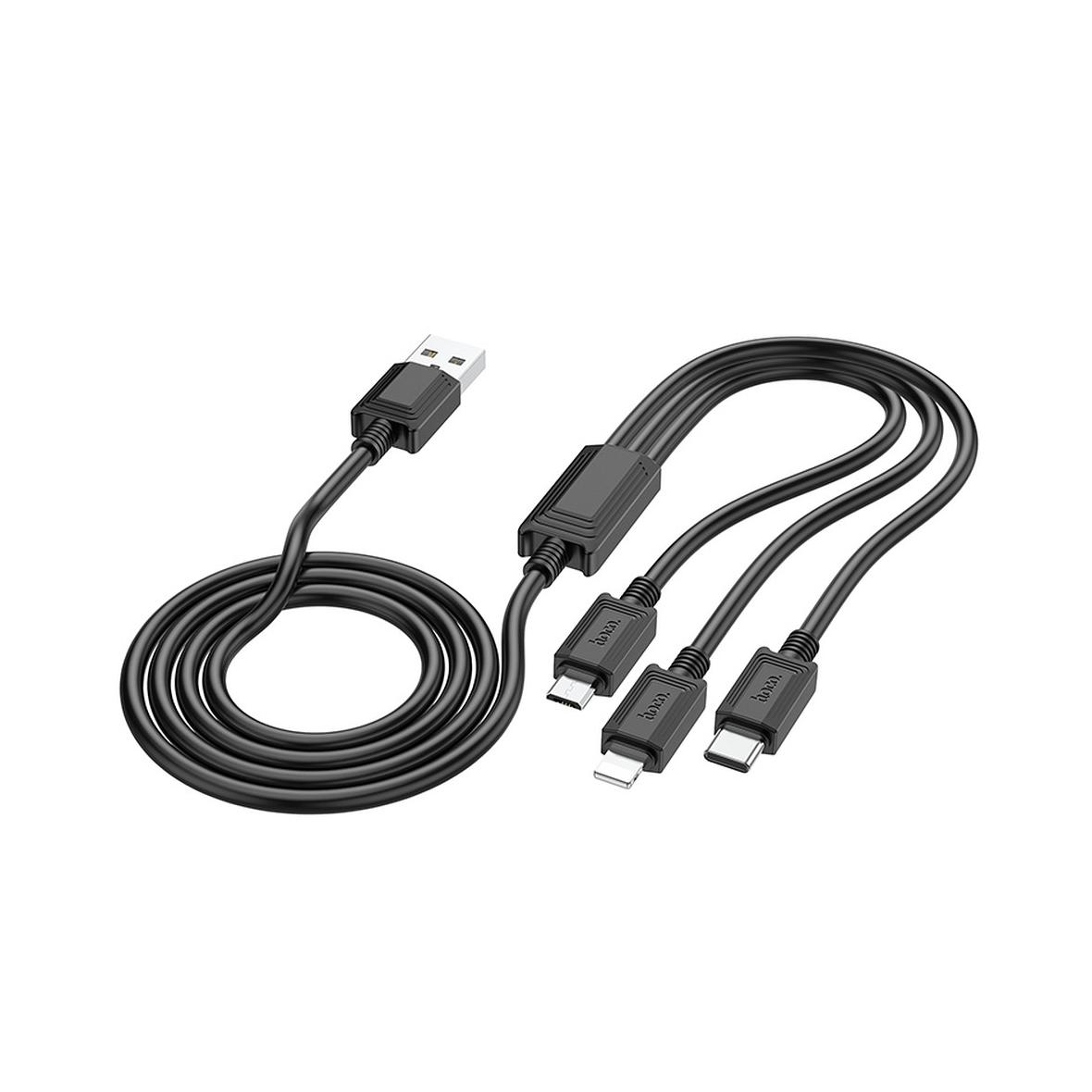 Kabel 3w1 USB A do Lightning / Micro USB / USB C Hoco 2A X74 1 m czarny