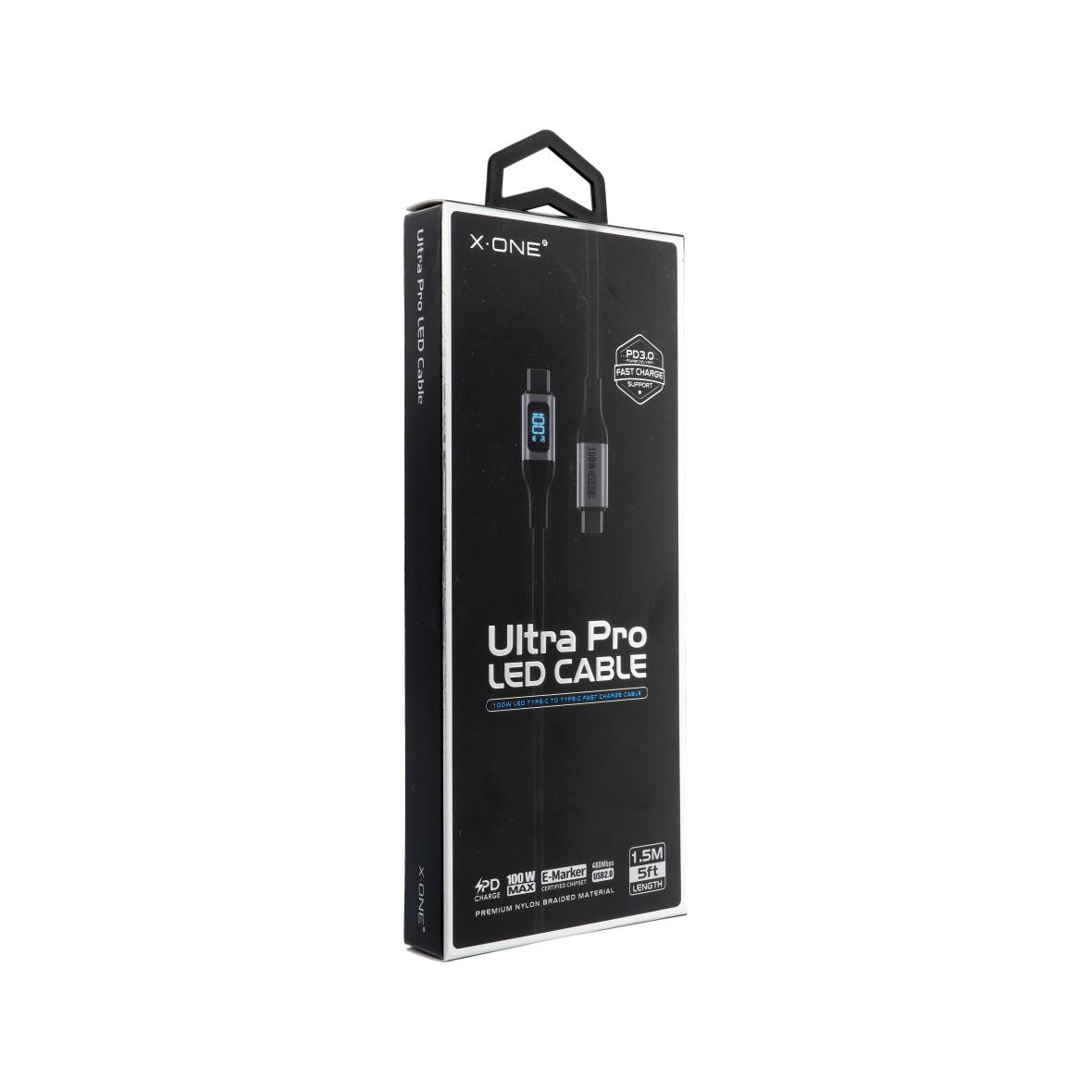 Kabel USB X-ONE Ultra Pro LED - typ C do C max 100W