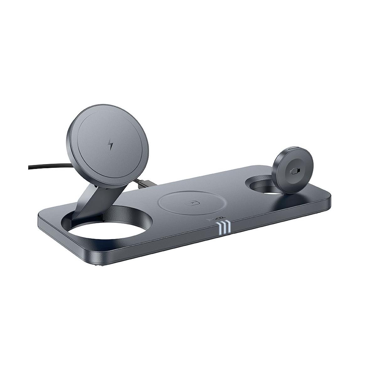 Ładowarka indukcyjna Hoco 3w1 składana kompatybilna z MagSafe i APPLE Watch 3A 15W CQ22 szara