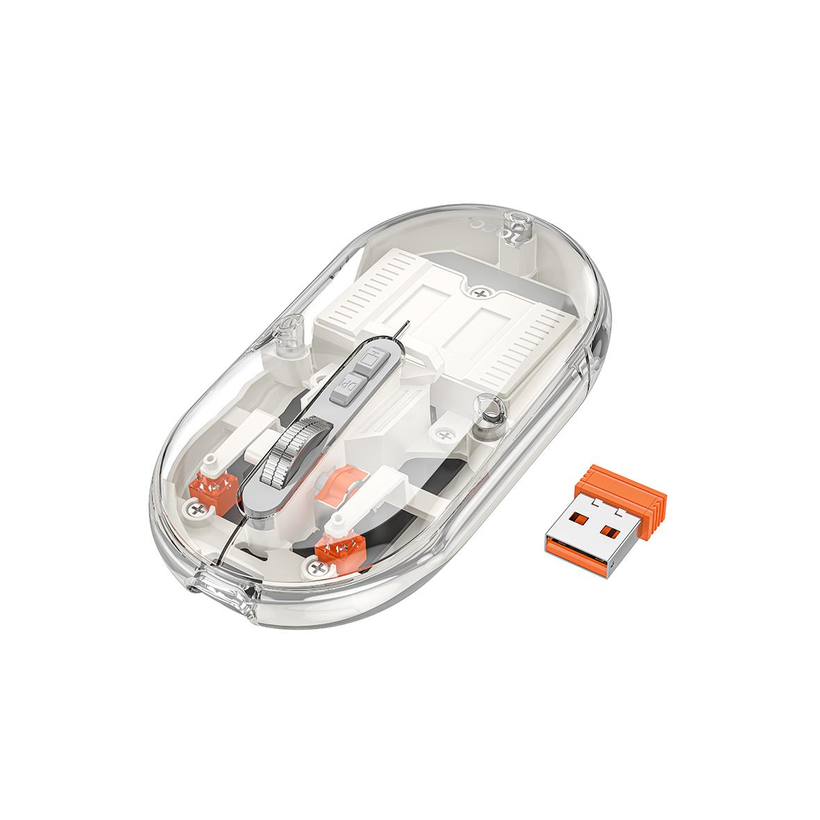 Myszka bezprzewodowa Hoco 2,4G 1600 dpi dual mode bluetooth GM35 biała