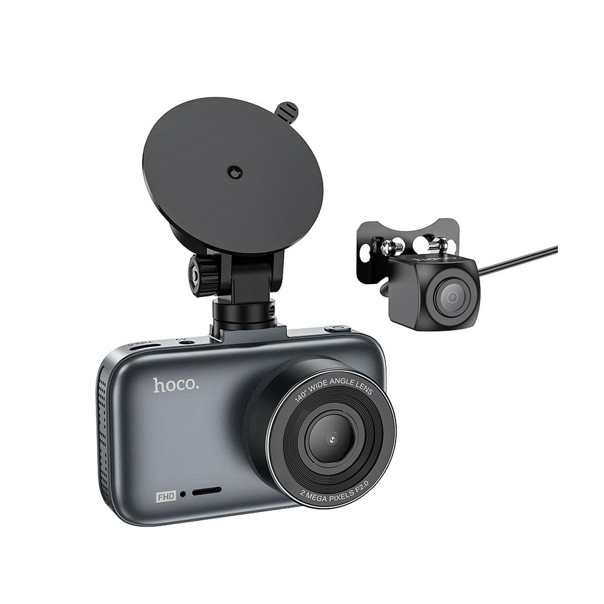 Kamera samochodowa Hoco z wyświetlaczem 3" 1080P/30fps + kamera tylna 720P/25fps DV6  stalowo szara