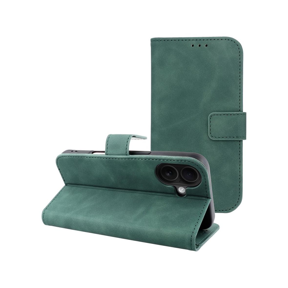 Etui z klapką na iPhone 16 Tender Book zielone