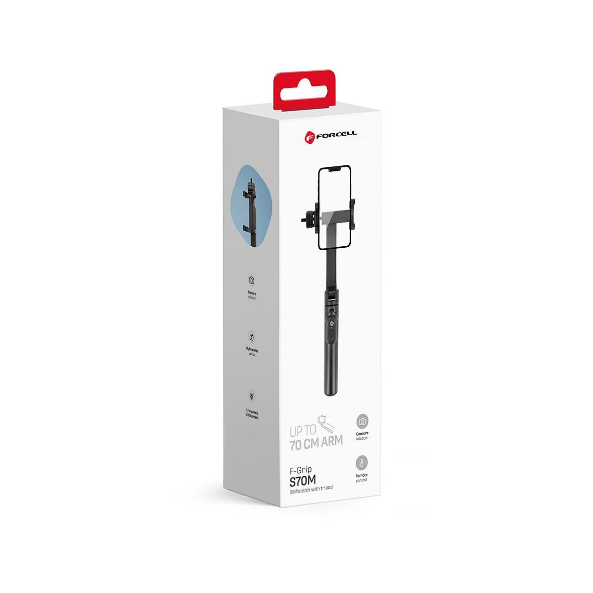 Selfie stick Forcell F-Grip S70M tripod z pilotem bezprzewodowym czarny 0INT