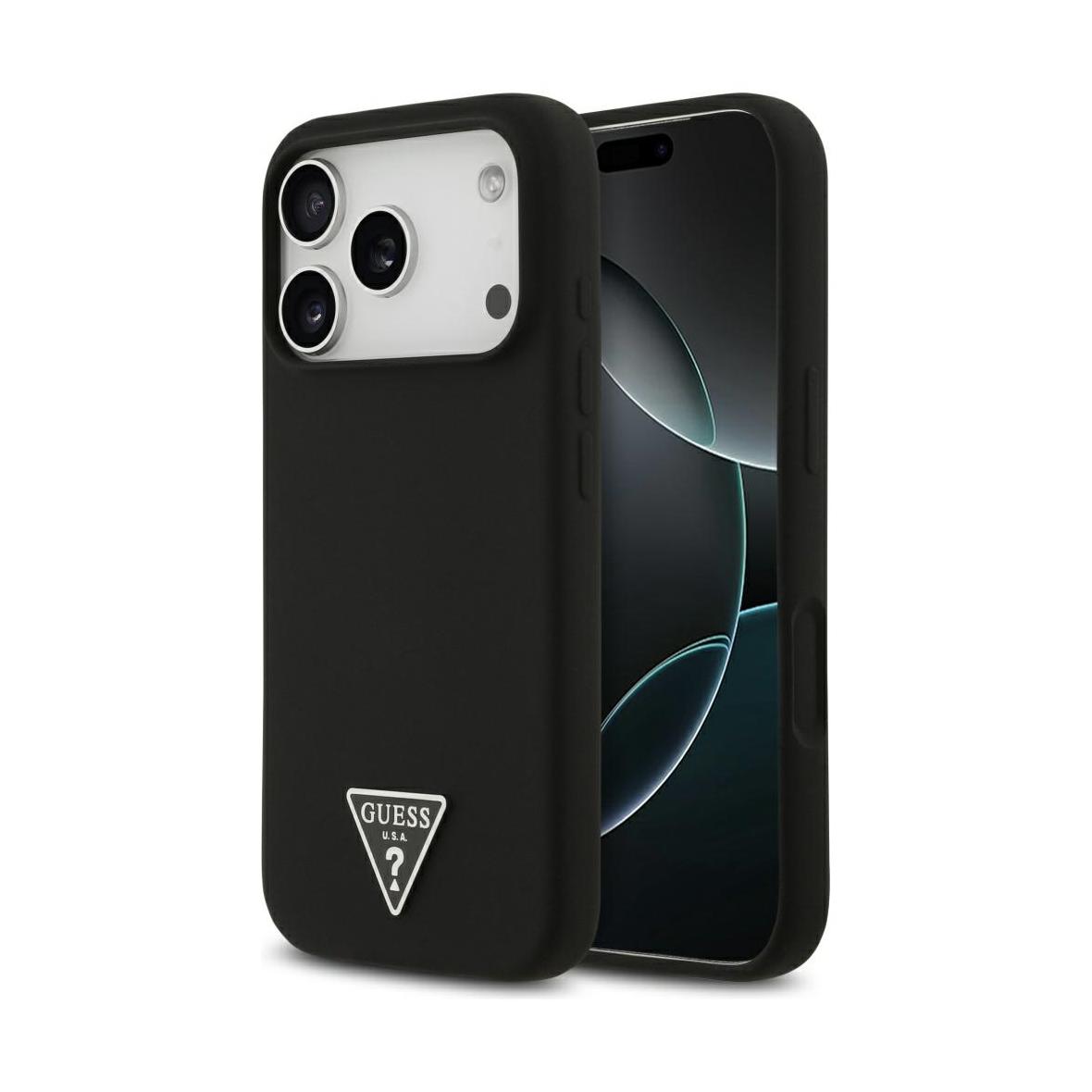 GUESS futerał do IPHONE 17 Pro kompatybilny z MagSafe GUHMP17LSCTRLMK (Silicone W/ Triangle Logo) czarny