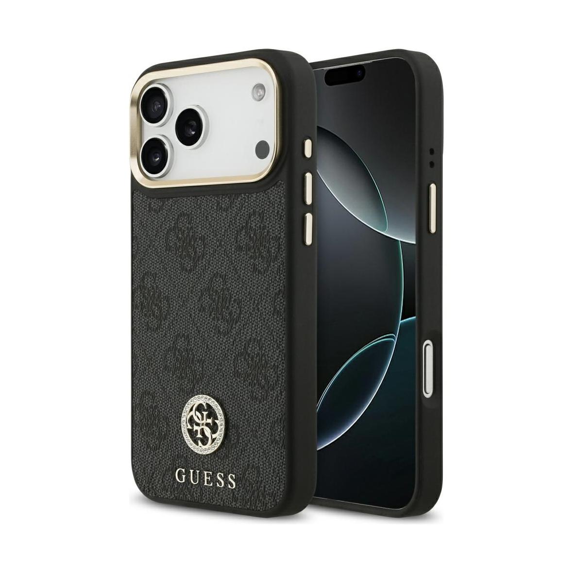 GUESS futerał do IPHONE 17 Pro Max kompatybilny z MagSafe GUHMP17XP4GRMDEK (PU W/ 4G Strass Logo) czarny