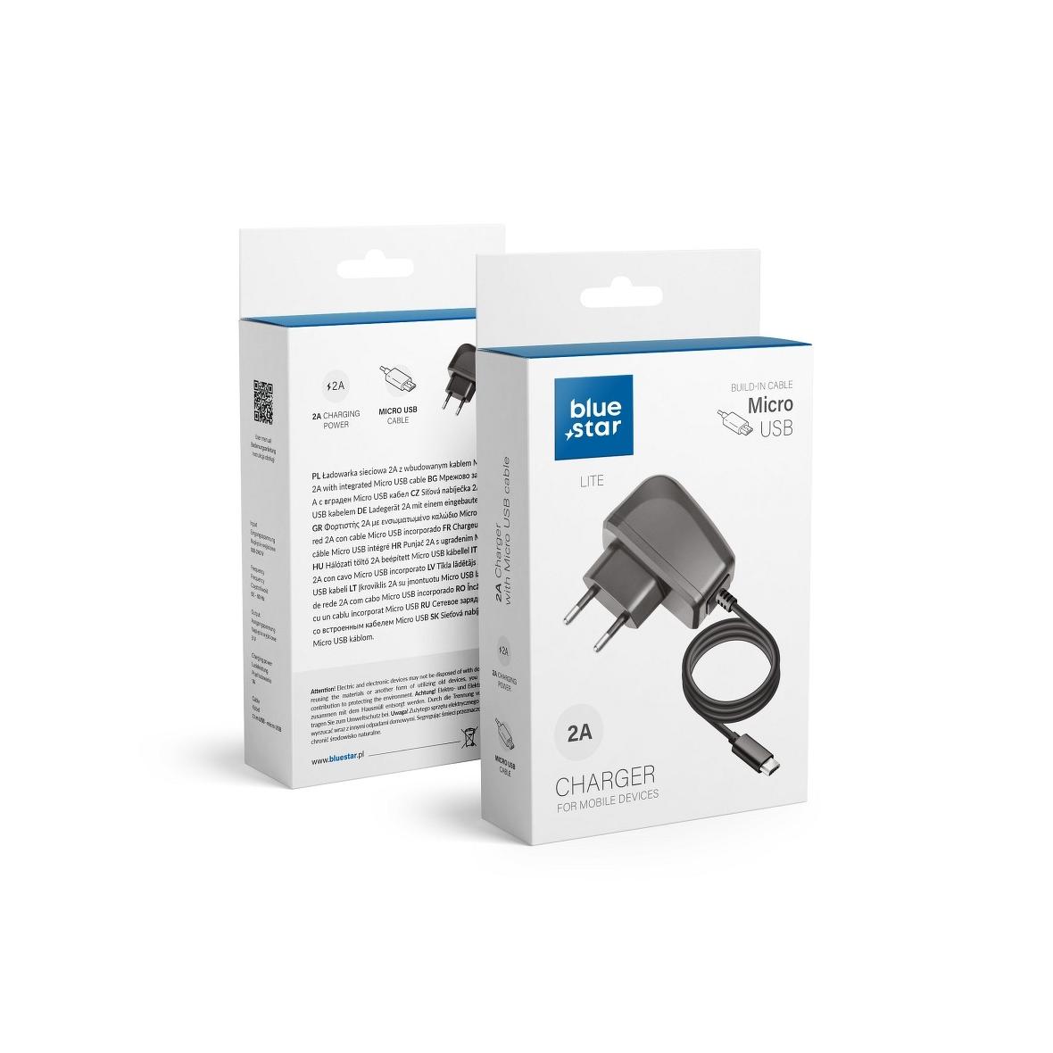 Ładowarka sieciowa do telefonu Blue Star Lite 2A 10W z kablem Micro USB TFK-TC-1095B czarna