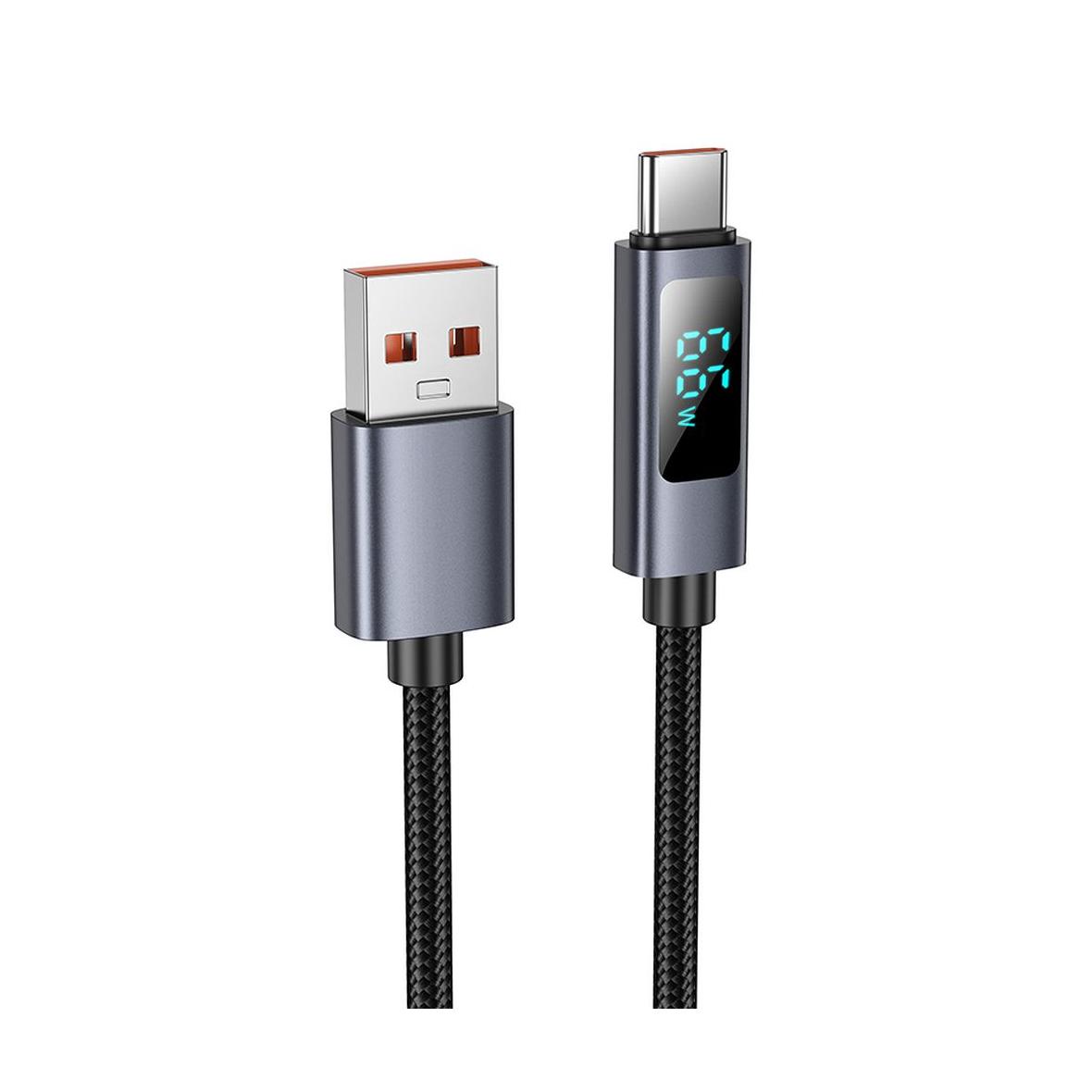 Kabel USB A do USB C Hoco 5A z wyświetlaczem 1 m X112 czarny