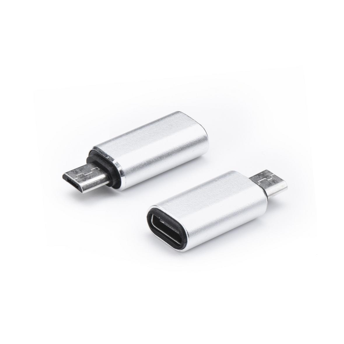 Adapter Typ C (żeński) do Micro USB (męski) srebrny