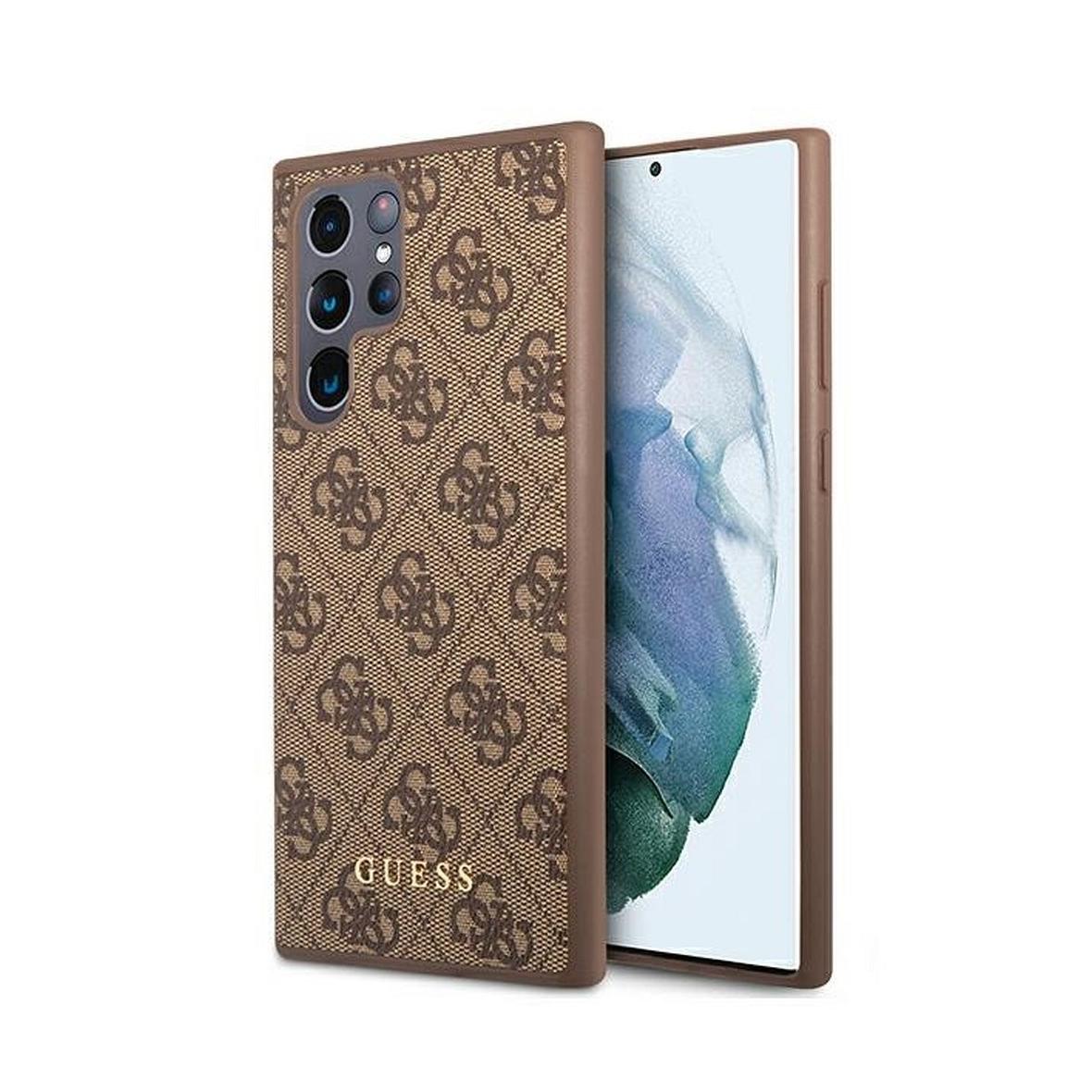GUESS futerał do SAMSUNG S22 Ultra GUHCS22LG4GFBR (4G Metal Gold Logo) brązowy