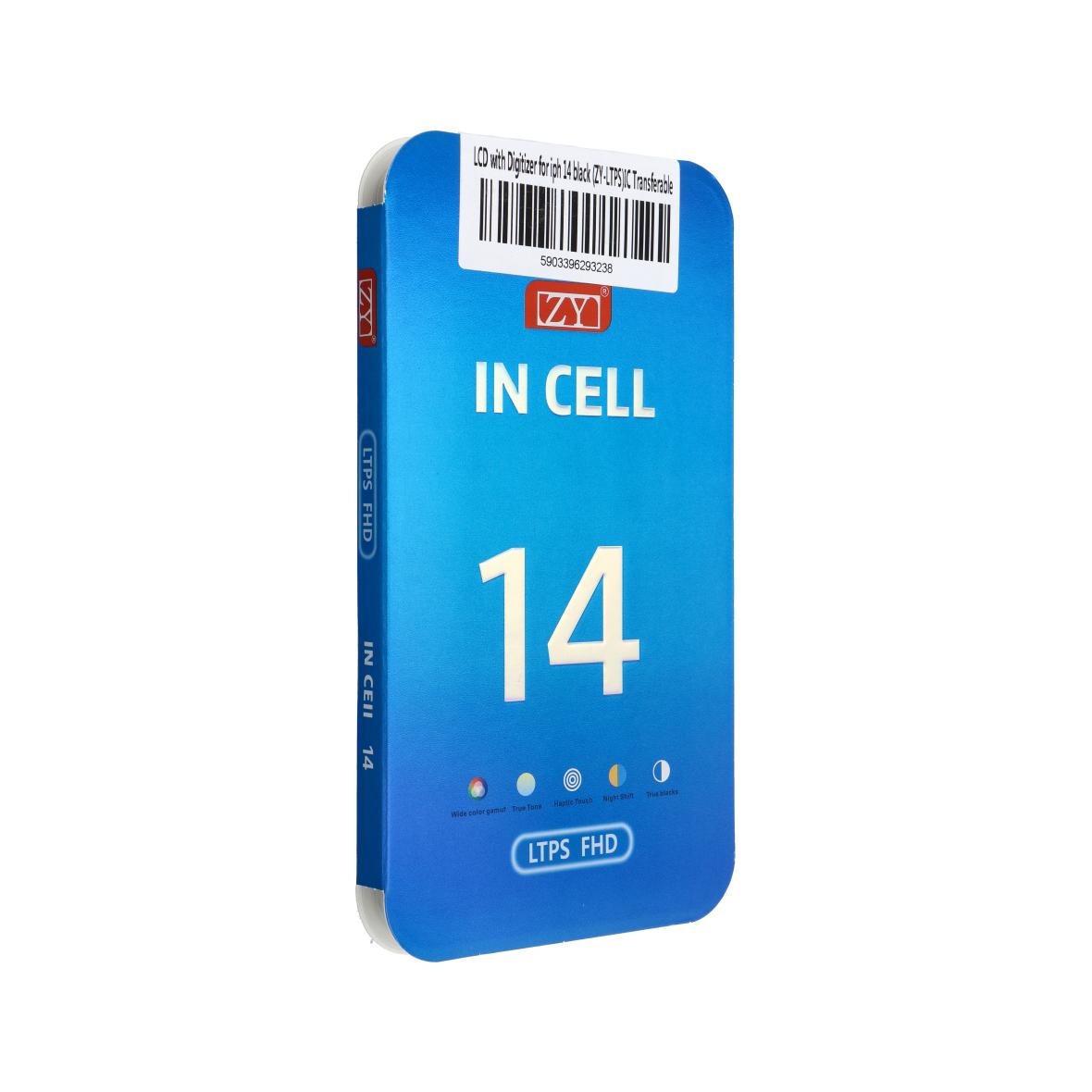 Wyświetlacz do iPhone 14 z ekranem dotykowym czarnym (ZY-LTPS) IC Transferable