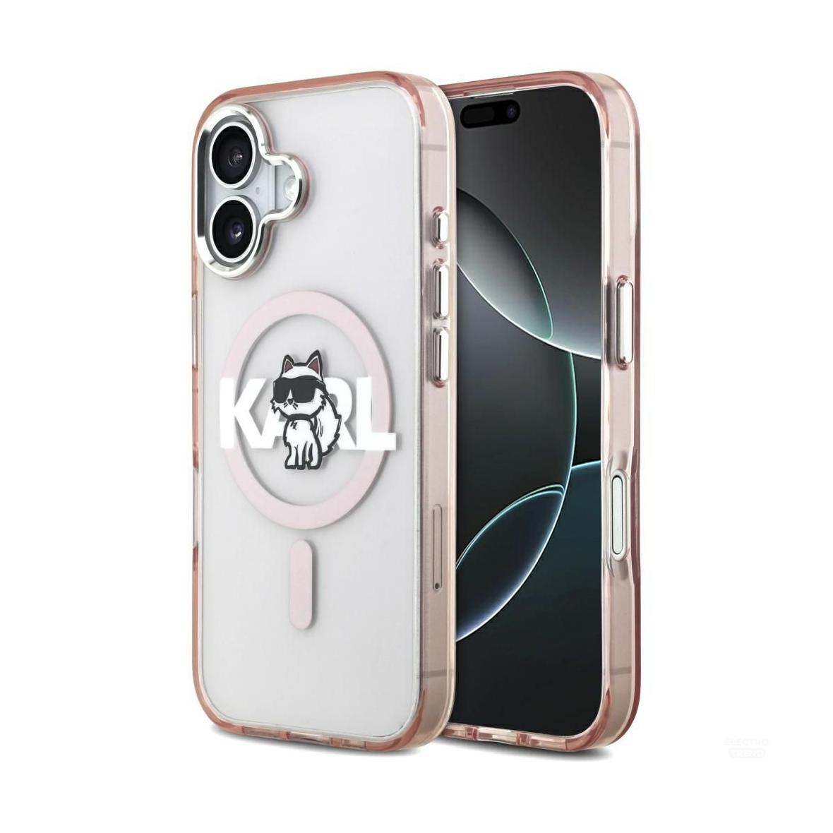 KARL LAGERFELD futerał do IPHONE 17 kompatybilny z MagSafe KLHMP17SHGCHGKBP (IML Choupette Sketch Logo) różowy