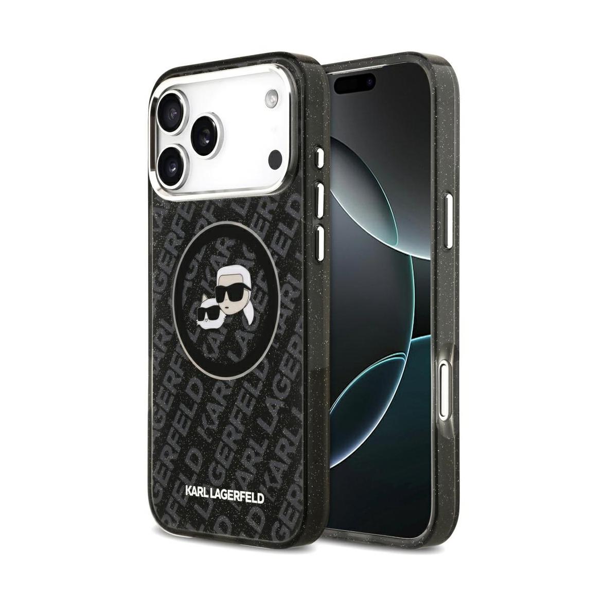 KARL LAGERFELD futerał do IPHONE 17 Pro Max kompatybilny z MagSafe KLHMP17XHMKBKCHOK (IML Glitter K&C Heads Logo) czarny