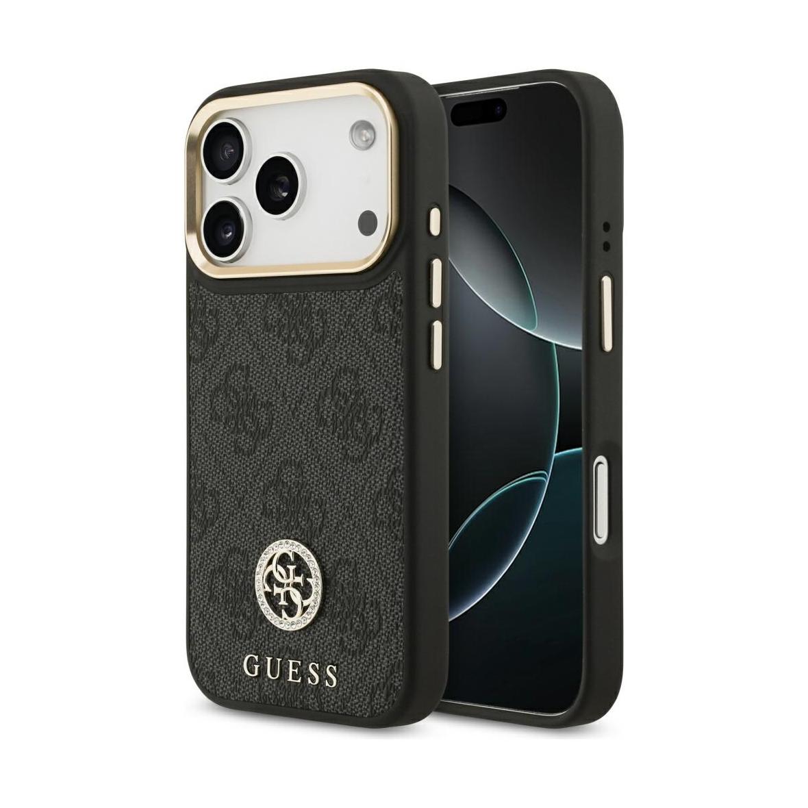 GUESS futerał do IPHONE 17 Pro kompatybilny z MagSafe GUHMP17LP4GRMDEK (PU W/ 4G Strass Logo) czarny