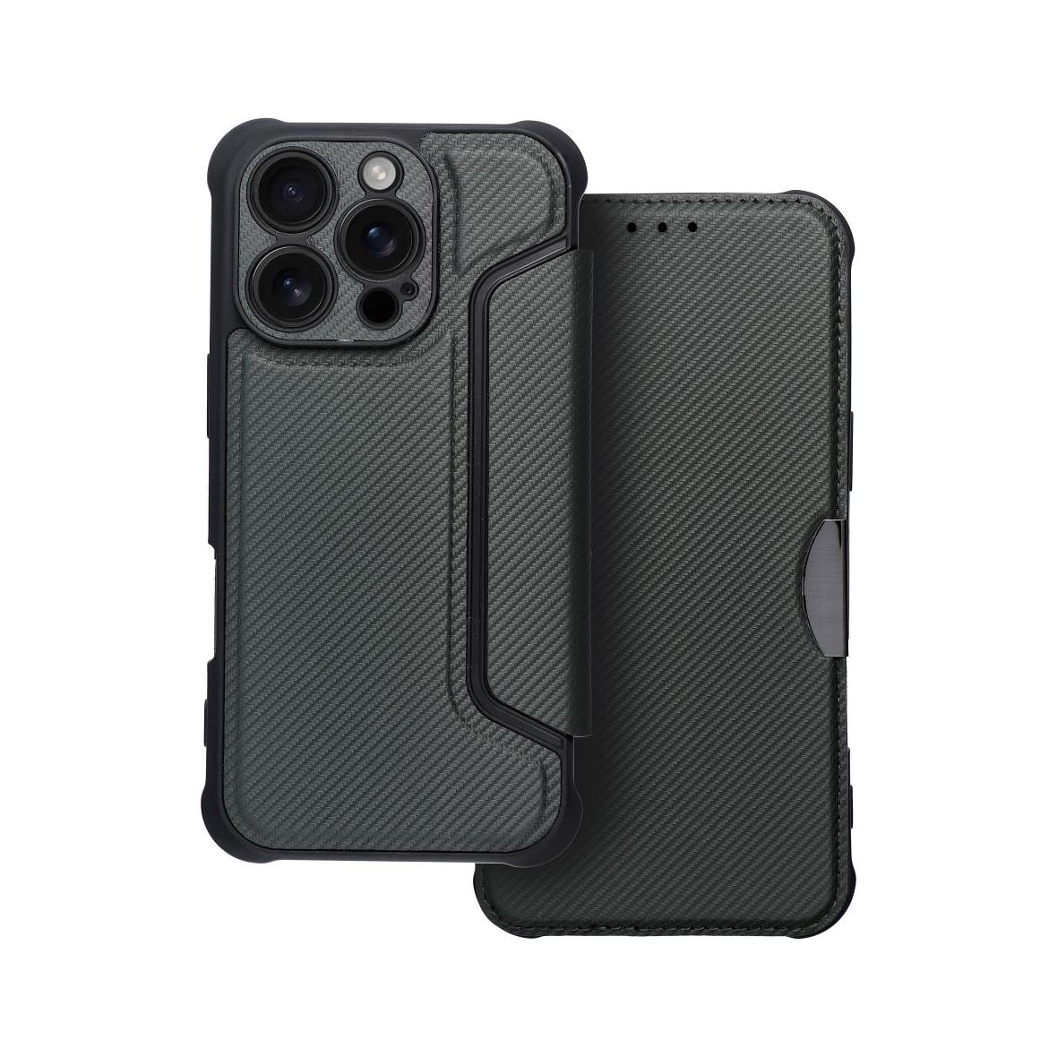 Etui z klapką na iPhone 16 PRO Razor Book ciemnozielone