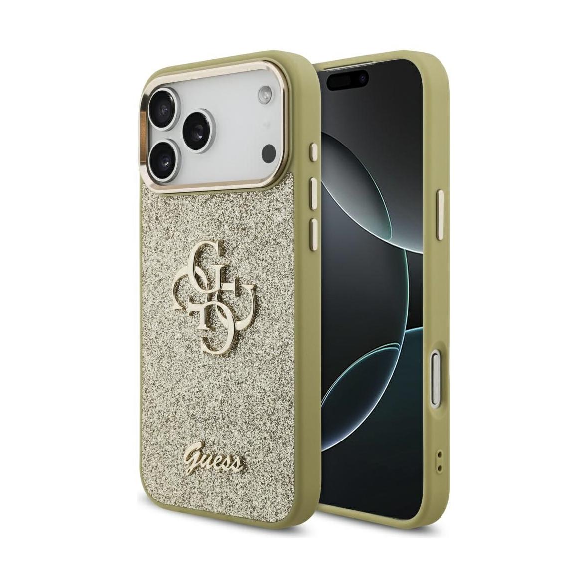 GUESS futerał do IPHONE 17 Pro Max GUHCP17XHG4SGCD (Fixed Glitter Big 4G Metal Frame) złoty