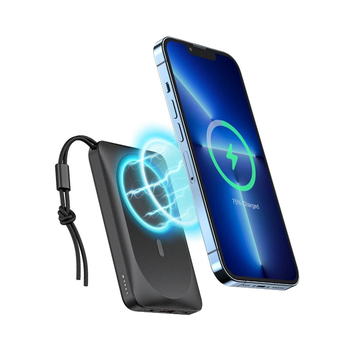 Powerbank zgodny z MagSafe Veger MagOn (VP1151 / W1151) PD QC3.0 2A 20W 10000 mAh z ładowaniem indukcyjnym czarny 0INT