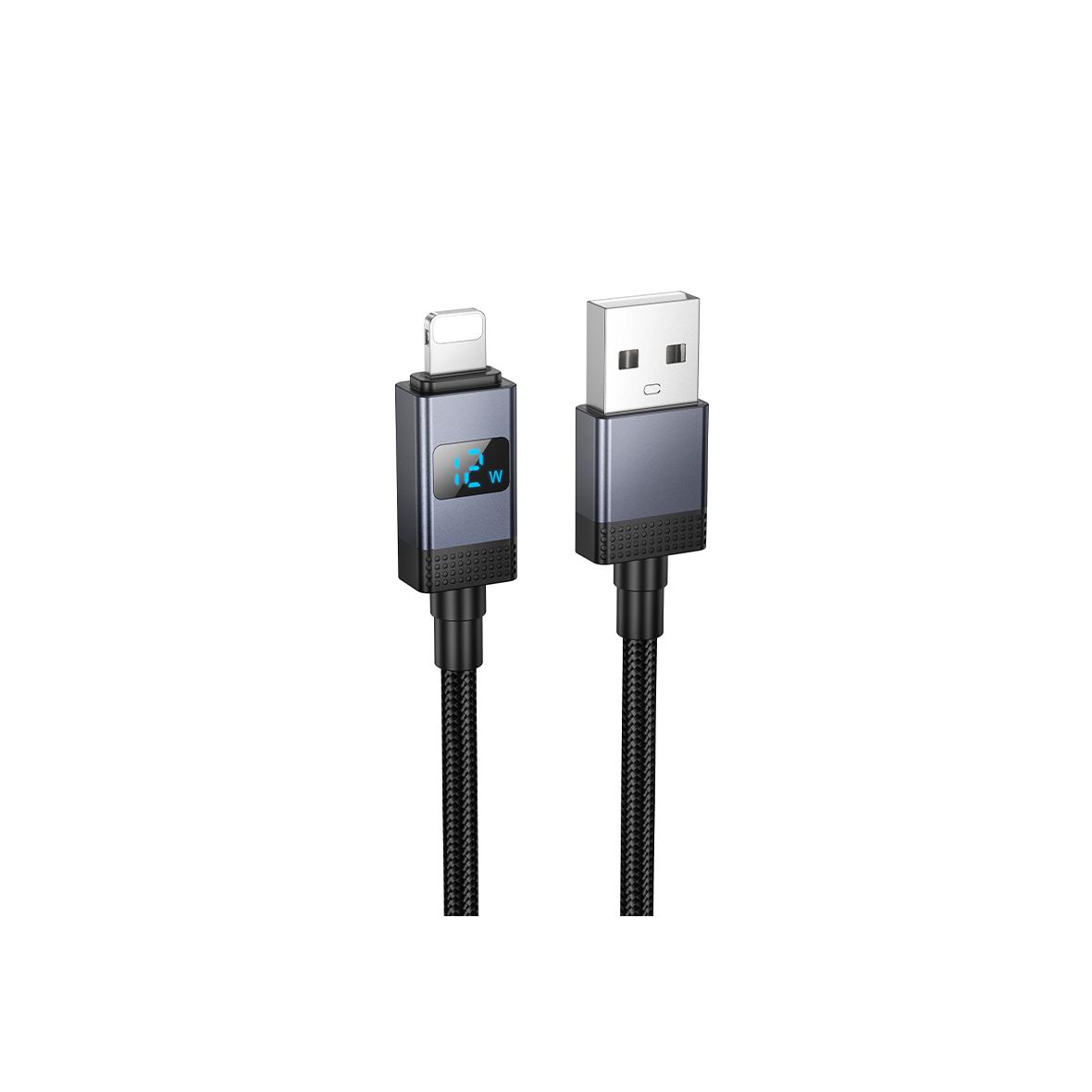 Kabel USB A do Lightning Hoco 2,4A z wyświetlaczem 1 m X118 czarny