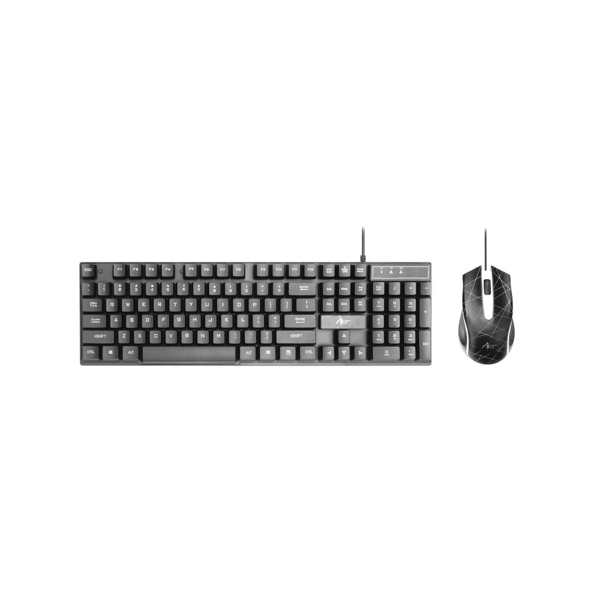 ART zestaw klawiatura przewodowa USB A QWERTY podświetlana + myszka przewodowa USB A podświetlana AK-50 czarny