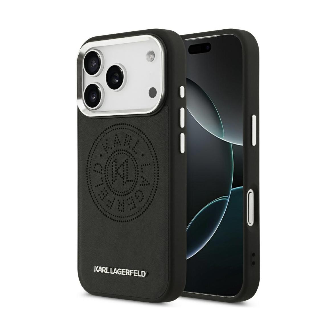 KARL LAGERFELD futerał do IPHONE 17 Pro Max kompatybilny z MagSafe KLHMP17XPSKRPMK (PU W/ Point & Metal Logo) czarny