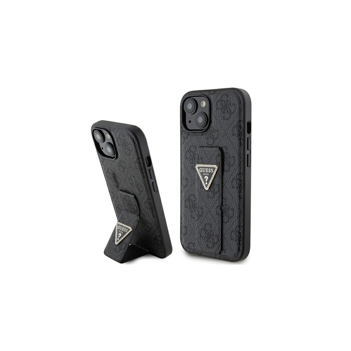 GUESS futerał do IPHONE 13 / 14 / 15 GUHCP15SPGS4TDK (Grip Stand 4G Triangle Strass) czarny