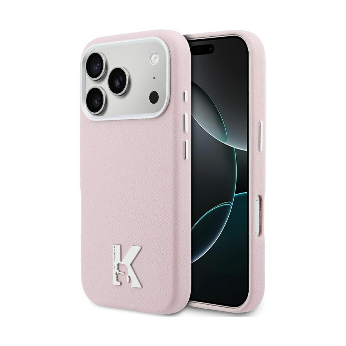 KARL LAGERFELD futerał do IPHONE 17 Pro kompatybilny z MagSafe KLHMP17L5PGFKHGP (PU FW W/ KHead Logo) różowy