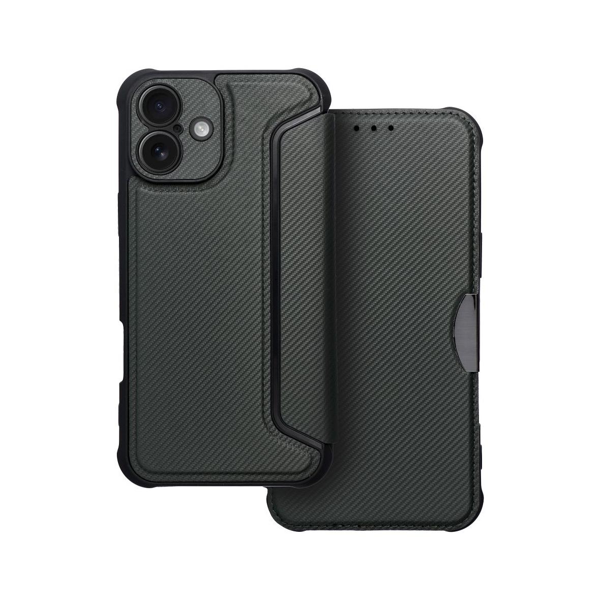 Etui z klapką na iPhone 16 Razor Book ciemnozielone